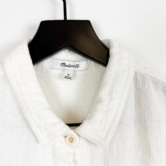 Madewell Breezewoven Beachside Shirttail Top Shirt Button Front White NF219 - M - Picture 3 of 8